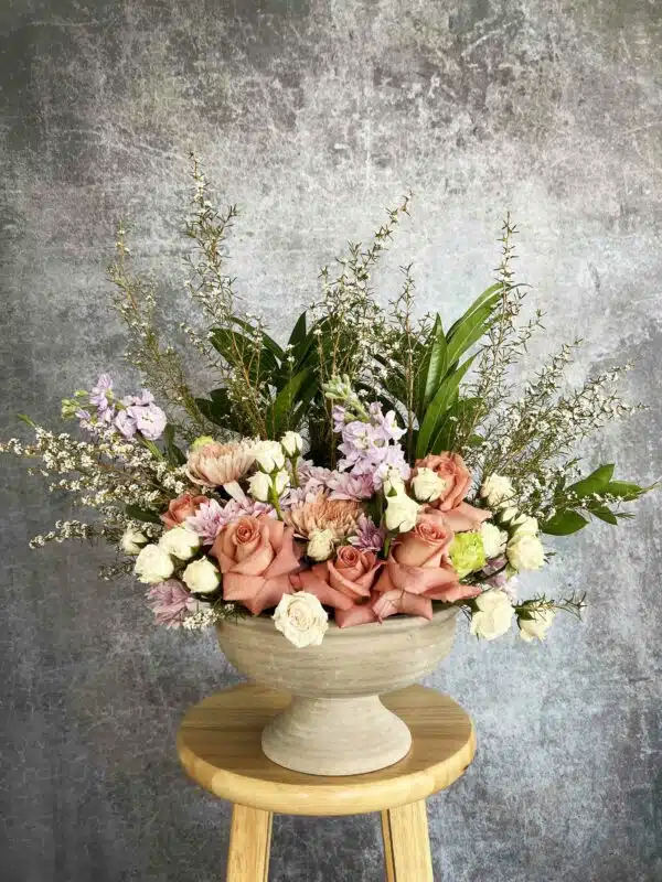 An elegant and sophisticated bouquet of premium flowers, including Garden Roses and Stocks, for sale at our Washington, NC, florist.